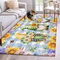 thumbnail image 1 of Sunflowers Area Rugs 2.7'x5', Washable Small Throw Rugs for Kitchen Bedroom, Spring Gnomes Daisy Hydrangea Flowers Blue Plaid Indoor Outdoor Rug Non-Slip Low Pile Carpet Runner Reversible Floor Mats, 1 of 8