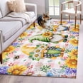 thumbnail image 1 of Sunflowers Area Rugs 2.7'x5', Washable Small Throw Rugs for Kitchen Bedroom, Spring Gnomes Hydrangea Daisy Flowers Pink Plaid Indoor Outdoor Rug Non-Slip Low Pile Carpet Runner Reversible Floor Mats, 1 of 8