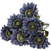 Sunflowers Artificial Flowers 6PCS Long Stem Silk Fall Flowers Realistic Fake Sunflowers Bouquets for Wedding Centerpieces Office Home Garden Halloween Decor（Navy Blue）