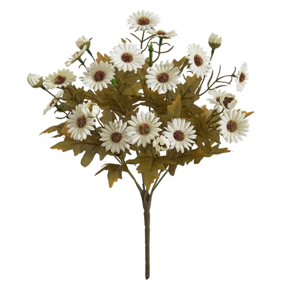 Sunflowers Artificial Flowers Daisy Fake Flowers Outdoor UV Resistant No Fade Fall Flowers Greenery Shrubs Indoor Outside Home Wedding Bouquet Office DIY Garden Decor, 1Pc(White,13.4x5.9")