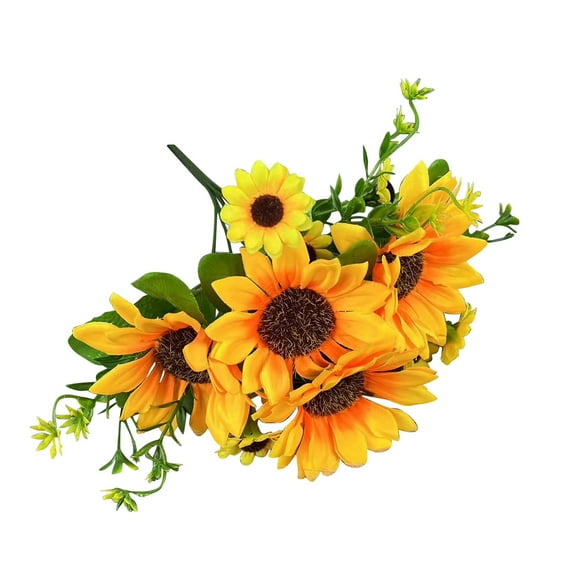 Sunflowers Artificial Flowers for Outdoors Fall Decor,Artificial Flowers Sunflower Bouquets,Fake Mums Flowers Silk Faux Fall Sunflower Bouquet Arrangement for Vase Wedding Table Outdoor Cemetery,B