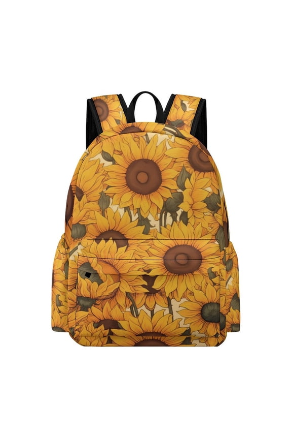Sunflowers Backpack 17 Inch Cartoon Sunflowers Backpack Large Capacity Daily Commuter
