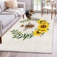 thumbnail image 1 of Sunflowers Bees 3'x5' Washable Rug, Spring Farmhouse Honey Flowers Leaves Non-Slip Area Rugs for Entryway Kitchen Classroom, StainResistant Dorm Throw Carpet, Low Pile Soft Indoor Floor Mat, 1 of 9