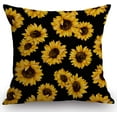 thumbnail image 1 of Sunflowers Black Tropical Flower Daisy Throw Pillow Cover Cute Floral Sunflower Decorative Pillow Case Cotton Linen Cushion Cover Decor 18x18 Inch Pillowcase for Home, 1 of 4
