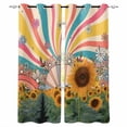 thumbnail image 1 of Sunflowers Blackout Curtains 72 Inches Long, Summer Botanical Floral Leaf Colorful Stripes Thermal Insulated Black Out Curtains, Darkening Window Curtain for Bedroom Living Room 52"x72" 2 Panels, 1 of 9