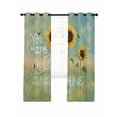 thumbnail image 1 of Sunflowers Blackout Curtains, Light Blocking Print Window Curtains, Modern Bee You Are My Sunshine Green Thermal Insulated Window Drapes for Living Room Kitchen Cafe 2 Panels, 84"W x 84"L, 1 of 9