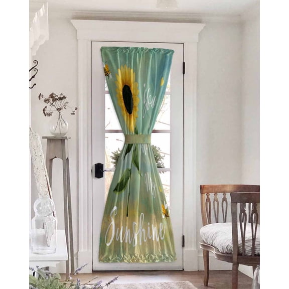 Sunflowers Blackout Door Curtains for French, Glass,Front, Back, Patio Door, Botanical Ombre Flowers You Are My Sunshine Thermal Insulated Rod Pocket Window Curtain Drapes With Tiebacks 25"x72"
