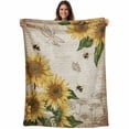 thumbnail image 1 of Sunflowers Blanket Soft Cozy Warm Twin Blanket for Bed, Plush Fuzzy Flannel Fleece Blankets for Sofa, Vintage Yellow Floral Farm Butterfly Throw Blankets for Couch, Gifts for Men, 60"x80", 1 of 9