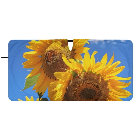 Sunflowers Blue Sky Car Windshield Sun Shade Foldable Front Window Shades Cover Sun Visor Shield Block