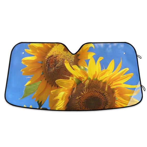 Sunflowers Blue Sky Car Windshield Sun Shade Reflector Sunshade Foldable for Front Keeps Vehicle Cool