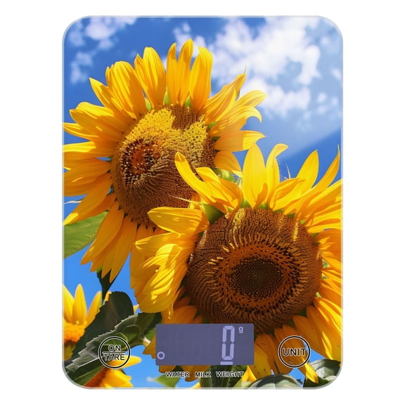 Sunflowers Blue Sky Food Scale Digital Kitchen Scale Waterproof Grams Ounces lbs for Weight Loss