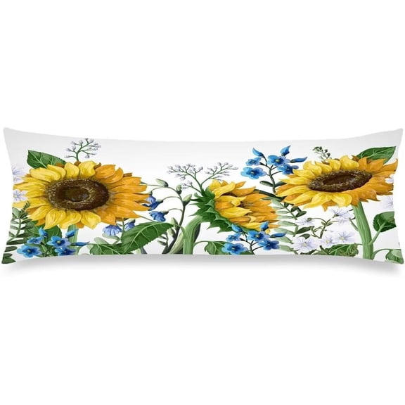 Sunflowers Body Pillow Cover Spring Flowers Long Pillowcase with Zipper Decorative Florals Cushion Pillow Covers Farmhouse Soft Large Bedding Pillow Cases for Bedroom,Couch,Sofa,20"x54"