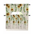 thumbnail image 1 of Sunflowers Butterfly Swag Kitchen Curtains Sets for Windows 24 Inch Length, Spring Floral Pastoral Rustic Short Window Curtain Panels Swags Valances and Tiers 3 Piece Set for Cafe/Dining Room, 1 of 5