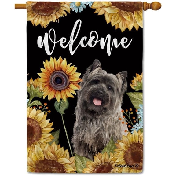 Sunflowers Cairn Terrier House Flag Dog Floral Spring Summer Decor Flag for Outdoor Yard Double Side 28X40 Inch Style 3