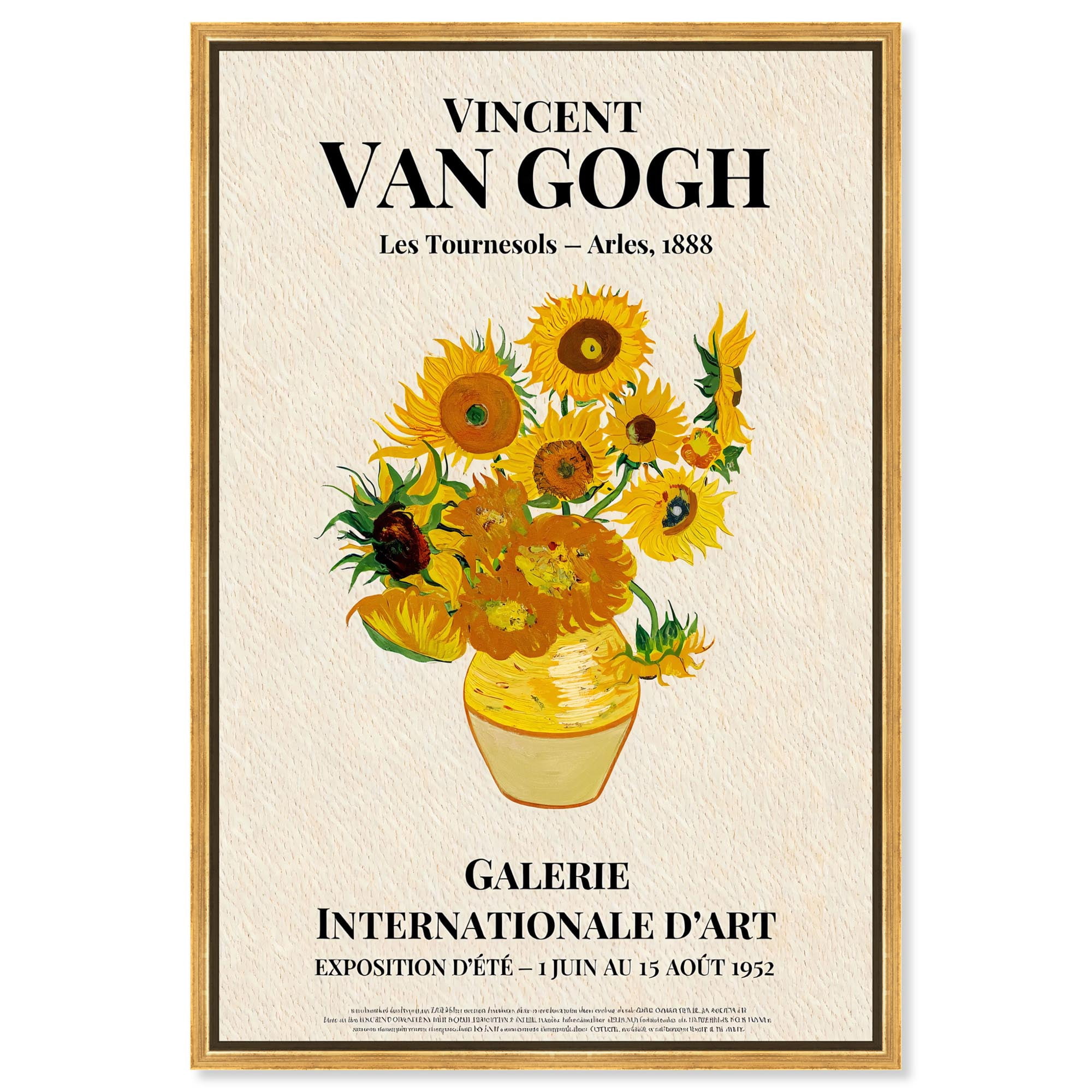 Sunflowers Canvas Vintage Art Poster by Art Remedy, Gold Frame, 10 x 15 ...
