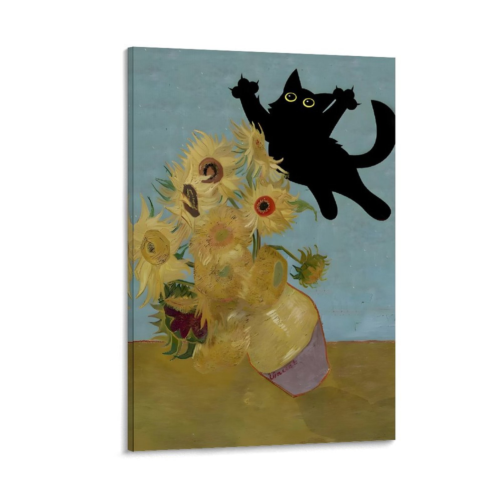 Sunflowers Cat Poster Canvas Wall Art Painting Living Room posters for ...