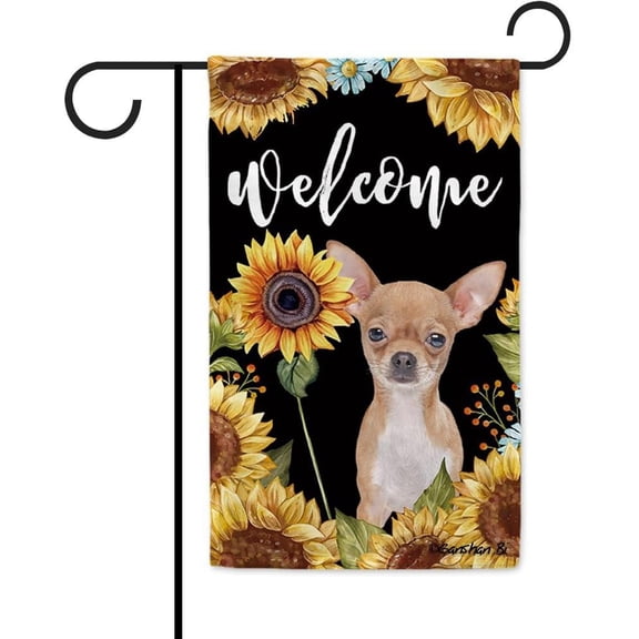 Sunflowers Chihuahua Garden Flag Dog Floral Spring Summer Decor Flag for Outdoor Yard Double Side 12.5X18 Inch Style 2