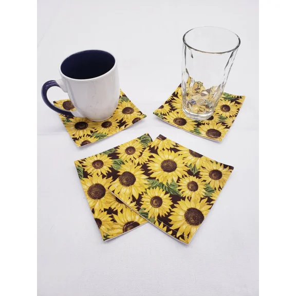 Sunflowers Cloth Coasters (Set Of 4)