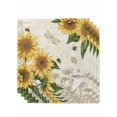 thumbnail image 1 of Sunflowers Cloth Napkins Set of 4 Reusable Dinner Napkins, Farmhouse Retro Butterfly Beige Yellow Cocktail Napkin Washable Table Napkins for Wedding/Holiday Party/Baby Shower 20"x20", 1 of 7