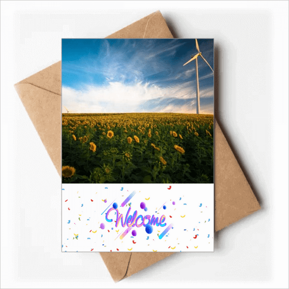 Sunflowers Clouds Blue Sky Welcome Back Greeting Cards Envelopes Blank