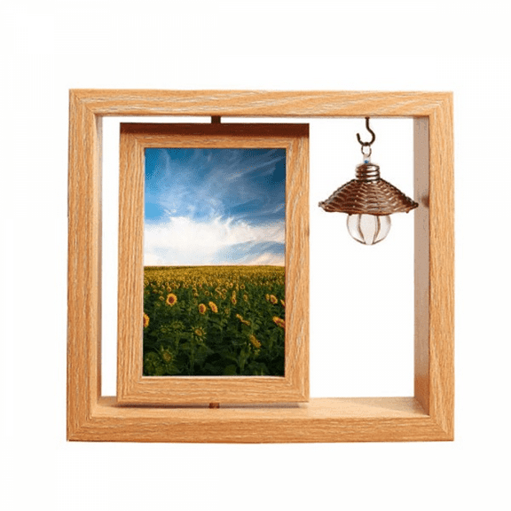 Sunflowers Clouds Blue Sky Wooden Rotating Picture Photo Frame 4x6