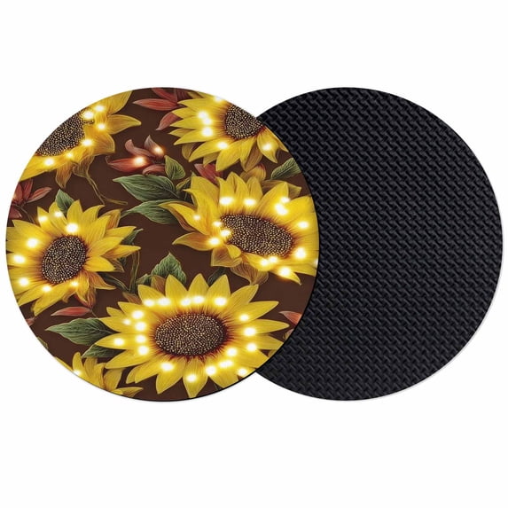 Sunflowers Coasters Set of 2, Absorbent Coasters for Drinks, Vintage Chic Botanical Floral Plant Coaster for Desk Coffee Table Protection, Home Decor House Warming Gifts 4"