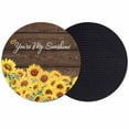 thumbnail image 1 of Sunflowers Coasters Set of 2, Absorbent Coasters for Drinks, Wooden Yellow Summer Botanical Elegant Pastoral Coaster for Desk Coffee Table Protection, Home Decor House Warming Gifts 4", 1 of 8