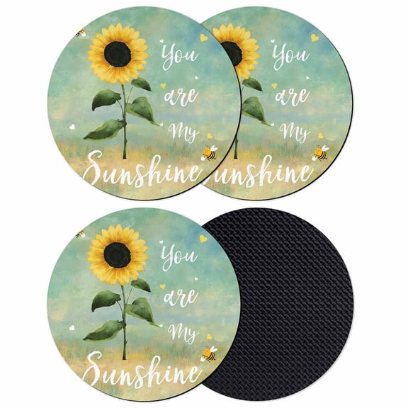 Sunflowers Coasters Set of 4, Absorbent Coasters for Drinks, Botanical Ombre Flowers You Are My Sunshine Coaster for Desk Coffee Table Protection, Home Decor House Warming Gifts 4"