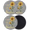 thumbnail image 1 of Sunflowers Coasters Set of 4, Absorbent Coasters for Drinks, Spring Summer Bees Floral Black Plaid Coaster for Desk Coffee Table Protection, Home Decor House Warming Gifts 4", 1 of 8