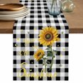 thumbnail image 1 of Sunflowers Cotton Linen Table Runner for Dining Kitchen, Spring Summer Bees Floral Black Plaid Wedding Outdoor Party Tablerunners Decoration, Dresser Scarf Coffee Tablecloth Runners 13x108 Inches, 1 of 9
