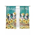thumbnail image 1 of Sunflowers Cow Sheer Curtains 2 Panels Set Retro Farmhouse Floral Cows Fence Green Wood Grain Sheer Window Curtains Light Filtering Rod Pocket Voile Drapes for Bedroom Living Room 52"x63", 1 of 9
