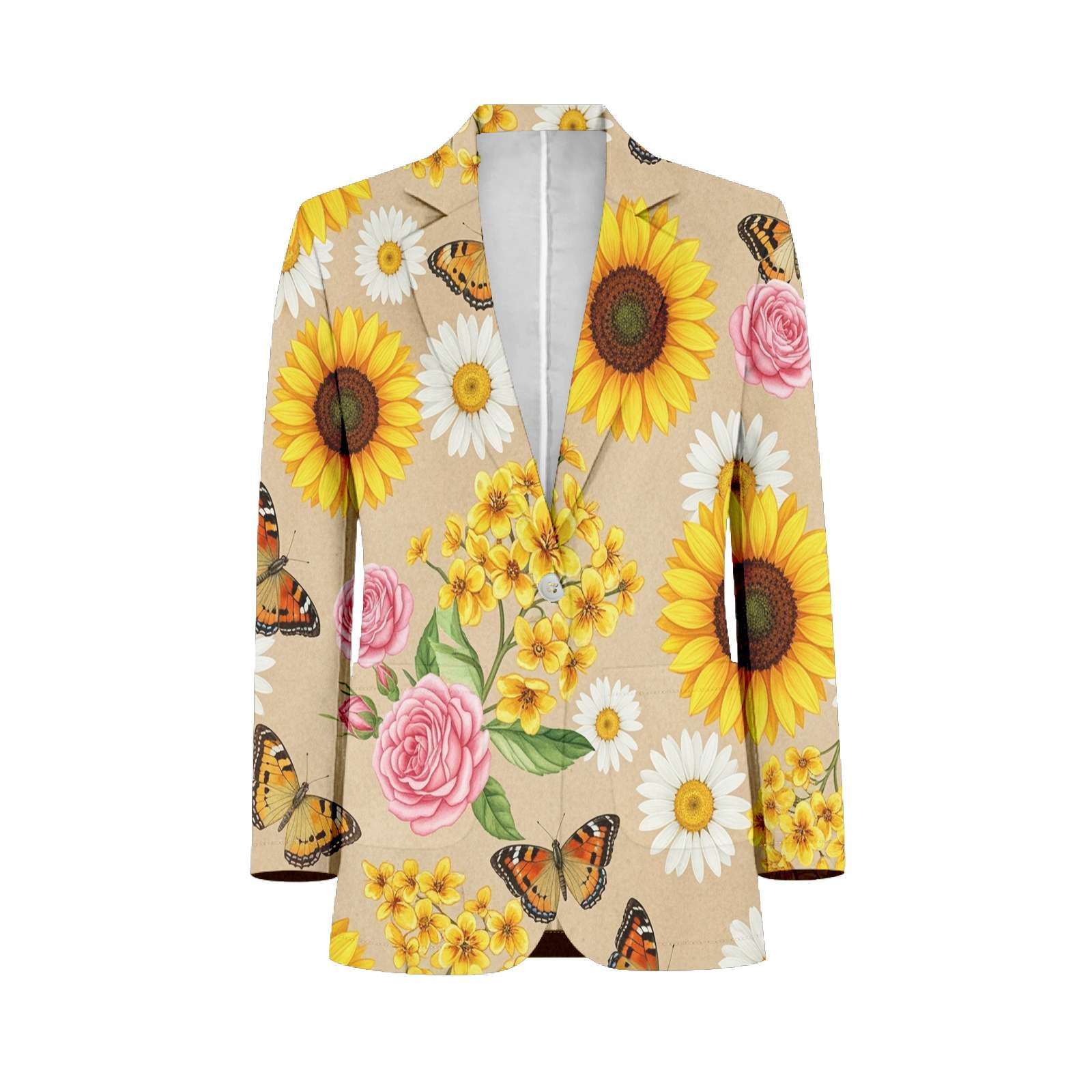 Sunflowers Daisies Butterflies Roses Flowers Pattern Customized Men's ...