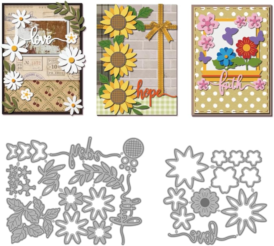 3D Flower & Leaf Metal Cutting Dies – DIY Scrapbook & Card Making Templates With Flowerpot Frame