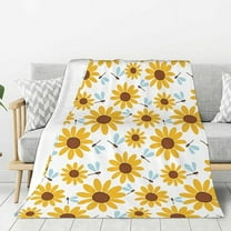 Sunflowers Daisy Throw Blanket For Couch Sofa Bed, Super Soft Cozy Plush Throw Blanket, Lightweight Fuzzy Comfy Warm Flannel Blanket & Throws 40" x 50"