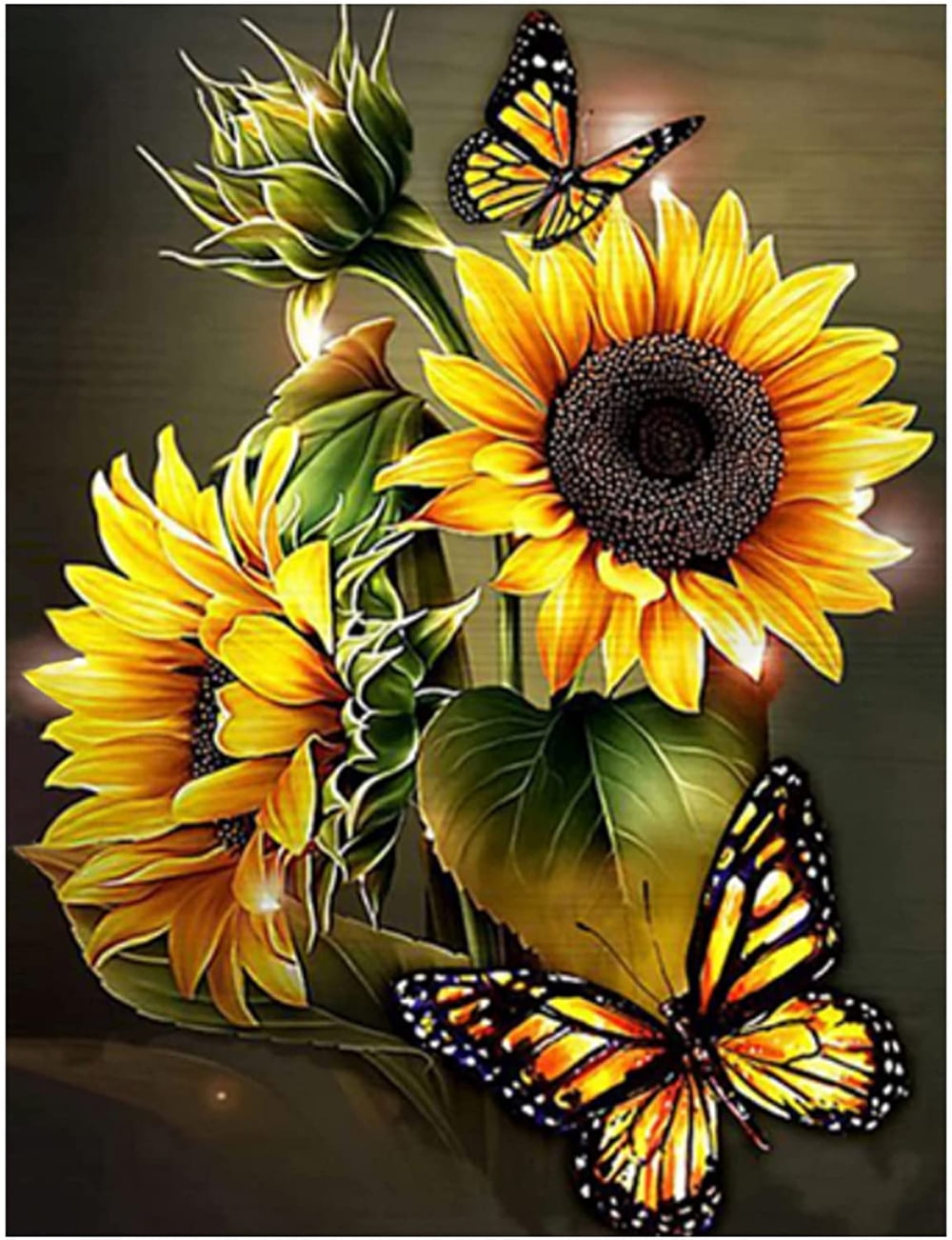 5D DIY Sunflower & Butterfly Diamond Art Kit, For Adults and 5D DIY Sunflower & Butterfly Diamond Art Kit, For Adults and