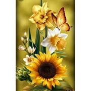 Sunflowers Diamond Art Kits for Adults Beginners, 5D DIY Butterfly Diamond Art Kits Crafts, Flower Diamond dots Gem Art,Home Wall Decor 12 X 16 Inch