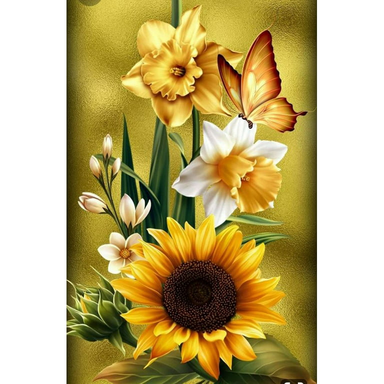 Sunflowers Diamond Painting Kits for Adults Beginners, 5D DIY Butterfly  Diamond Art Kits Crafts, Flower Diamond dots Gem Art,Home Wall Decor 12 X  16