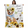 thumbnail image 1 of Sunflowers Dog Blanket Soft Cozy Warm Throw Blanket for Couch, Plush Fuzzy Flannel Fleece Blankets for Sofa, Spring Watercolor Floral Stars Wood Grain Bed Blankets Lightweight Gifts for Men, 30"x40", 1 of 9
