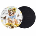 thumbnail image 1 of Sunflowers Dog Coasters Set of 2, Absorbent Coasters for Drinks, Spring Watercolor Floral Stars Wood Grain Coaster for Desk Coffee Table Protection, Home Decor House Warming Gifts 4", 1 of 8