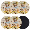 thumbnail image 1 of Sunflowers Dog Coasters Set of 6, Absorbent Coasters for Drinks, Spring Watercolor Floral Stars on Linen Coaster for Desk Coffee Table Protection, Home Decor House Warming Gifts 4", 1 of 8