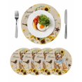thumbnail image 1 of Sunflowers Dog Round 13 Inch Placemats Set of 4, Spring Watercolor Floral Stars on Linen HeatResistant Non Slip Place Mats for Dining Table, Wipeable Braided Kitchen Table Mats for Housewarming, 1 of 9