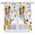 thumbnail image 1 of Sunflowers Dog Swag Valances for Windows, Kitchen Curtains 36 Inch Length 2 Panels Set, Spring Watercolor Floral Stars Colorful Plaid Short Curtains for Small Windows Rod Pocket Cafe Curtains 28"x36", 1 of 8