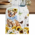thumbnail image 1 of Sunflowers Dog Table Runner 72 Inches, Spring Watercolor Floral Stars Wood Grain Bed Runner Dresser Scarves Tabletop for Indoor Outdoor Parties/Ceremony/Banquet, 14" x 72", 1 of 8
