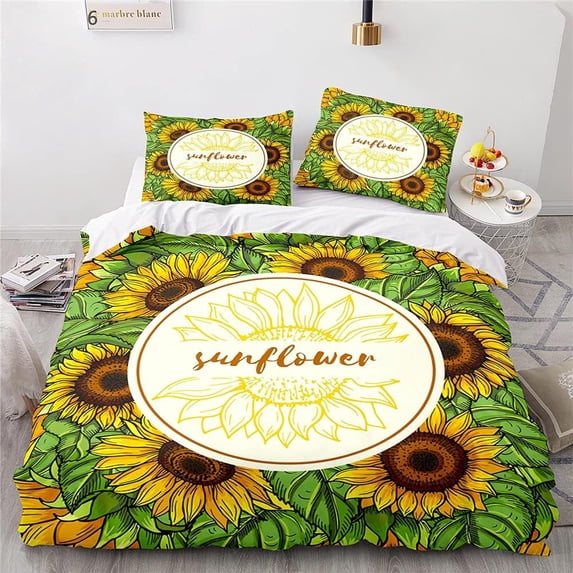 Sunflowers Duvet Cover Set,Bedding Set for Kids and Adult, Home Decor, King Size