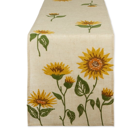 DII Sunflowers Embroidered Table Runner 14x70