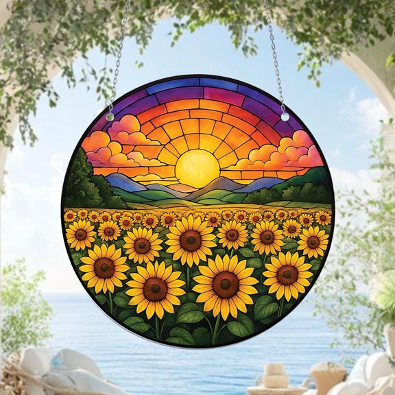 Sunflowers Field Sunset Acrylic Suncatcher Window Hanging Florist Flower Sunflower Lover Gift