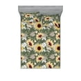 thumbnail image 1 of Sunflowers Fitted Sheet & Pillow Sham Set, Nostalgic Effect Summer Vibes Floral Composition Dreamy Aura Print, Decorative Printed 3 Piece Bedding Decor, King, Pastel Yellow Dark Rust, by Ambesonne, 1 of 1
