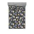 thumbnail image 1 of Sunflowers Fitted Sheet & Pillow Sham Set, Simple Design Modern Summer Vibes Floral Pattern on Dark Backdrop, Decorative Printed 3 Piece Bedding Decor, King, Pale Yellow Lavender Blue, by Ambesonne, 1 of 2