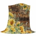 thumbnail image 1 of Sunflowers Fleece Throw Blanket Country Watercolor Summer Floral Bee Brown Wood Grain Ultra Soft Fuzzy Cozy Flannel Throw Blanket for Couch Sofa Bed Car Travel, Ideal Gifts 40x50 Inches, 1 of 9
