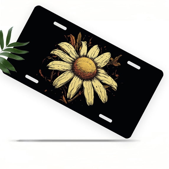 Sunflowers Front License Plate, Metal License Plate, Funny Standard Plates Personalized Novelty Decorative For Men/Women/Boys/Girls Car 6×12 Inch
